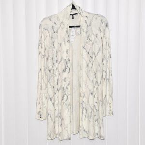 NWT WHBM Snake Print Cardigan Medium Long Cream